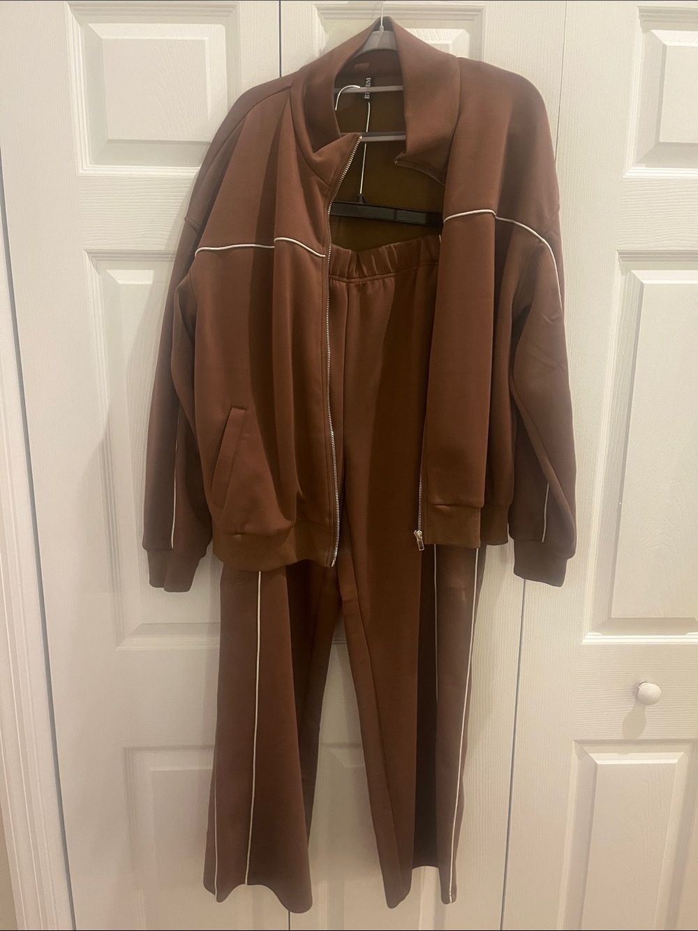 Women's Brown Track Pants & Zip Jacket Set